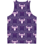 Purple Taurus Zodiac Pattern Print Men's Tank Top