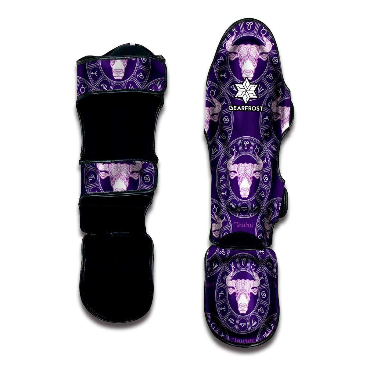 Purple Taurus Zodiac Pattern Print Muay Thai Shin Guard