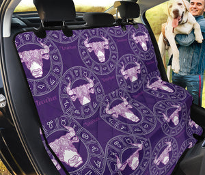 Purple Taurus Zodiac Pattern Print Pet Car Back Seat Cover