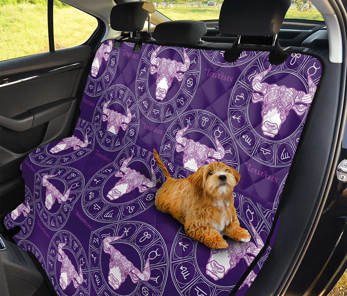 Purple Taurus Zodiac Pattern Print Pet Car Back Seat Cover