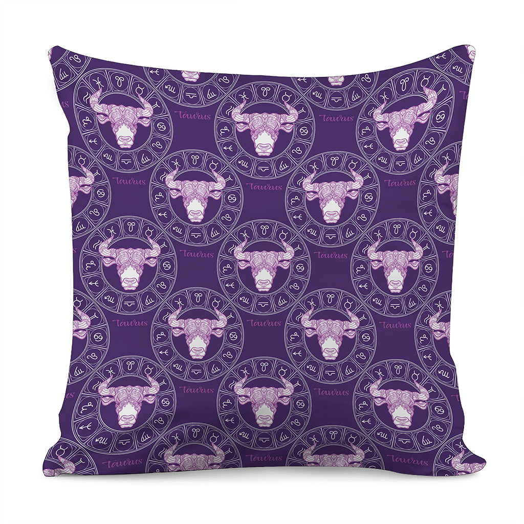 Purple Taurus Zodiac Pattern Print Pillow Cover