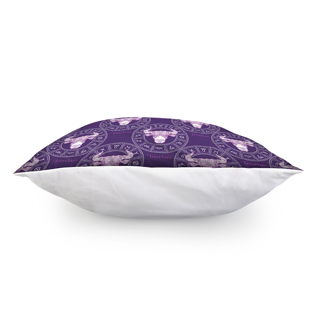 Purple Taurus Zodiac Pattern Print Pillow Cover
