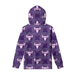 Purple Taurus Zodiac Pattern Print Pullover Hoodie