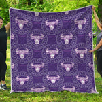 Purple Taurus Zodiac Pattern Print Quilt