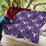 Purple Taurus Zodiac Pattern Print Quilt