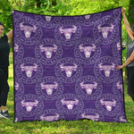 Purple Taurus Zodiac Pattern Print Quilt