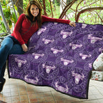 Purple Taurus Zodiac Pattern Print Quilt