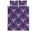 Purple Taurus Zodiac Pattern Print Quilt Bed Set