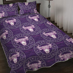 Purple Taurus Zodiac Pattern Print Quilt Bed Set