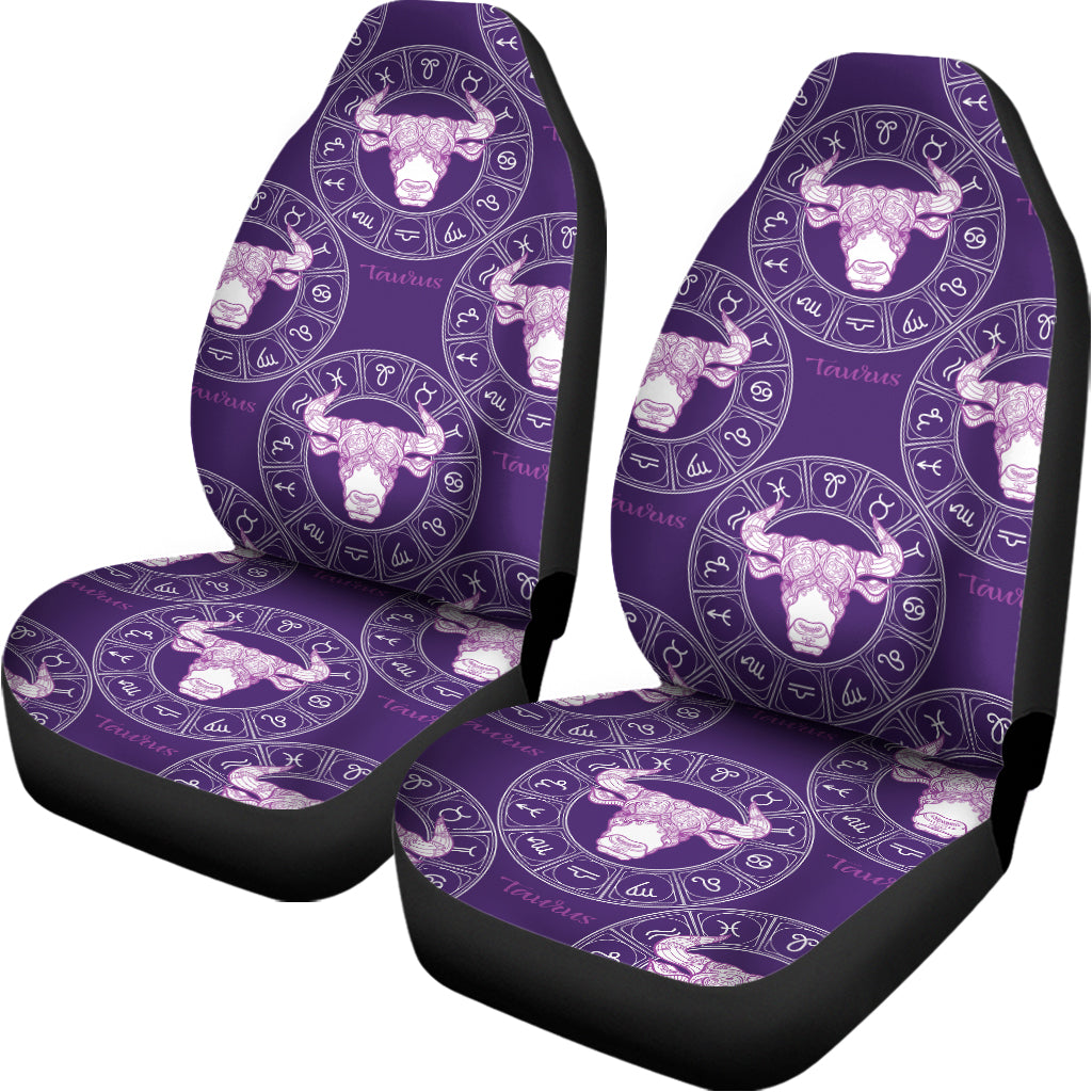 Purple Taurus Zodiac Pattern Print Universal Fit Car Seat Covers