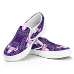 Purple Taurus Zodiac Pattern Print White Slip On Shoes