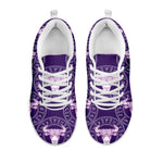 Purple Taurus Zodiac Pattern Print White Sneakers