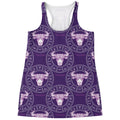 Purple Taurus Zodiac Pattern Print Women's Racerback Tank Top