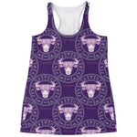 Purple Taurus Zodiac Pattern Print Women's Racerback Tank Top