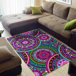 Purple Teal Circle Mandala Print Area Rug GearFrost