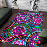 Purple Teal Circle Mandala Print Area Rug GearFrost