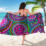 Purple Teal Circle Mandala Print Beach Sarong Wrap