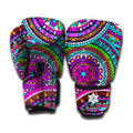 Purple Teal Circle Mandala Print Boxing Gloves