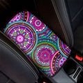 Purple Teal Circle Mandala Print Car Center Console Cover