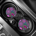 Purple Teal Circle Mandala Print Car Coasters