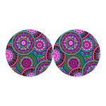 Purple Teal Circle Mandala Print Car Coasters