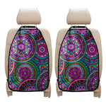 Purple Teal Circle Mandala Print Car Seat Organizers