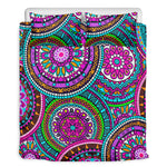 Purple Teal Circle Mandala Print Duvet Cover Bedding Set