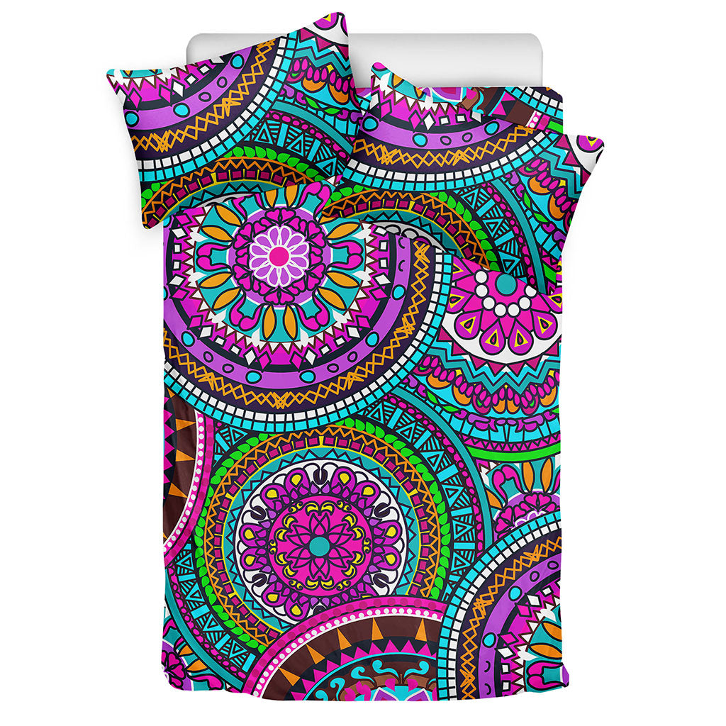 Purple Teal Circle Mandala Print Duvet Cover Bedding Set