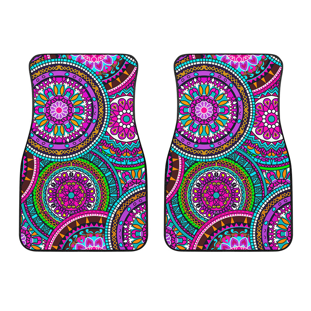 Purple Teal Circle Mandala Print Front Car Floor Mats