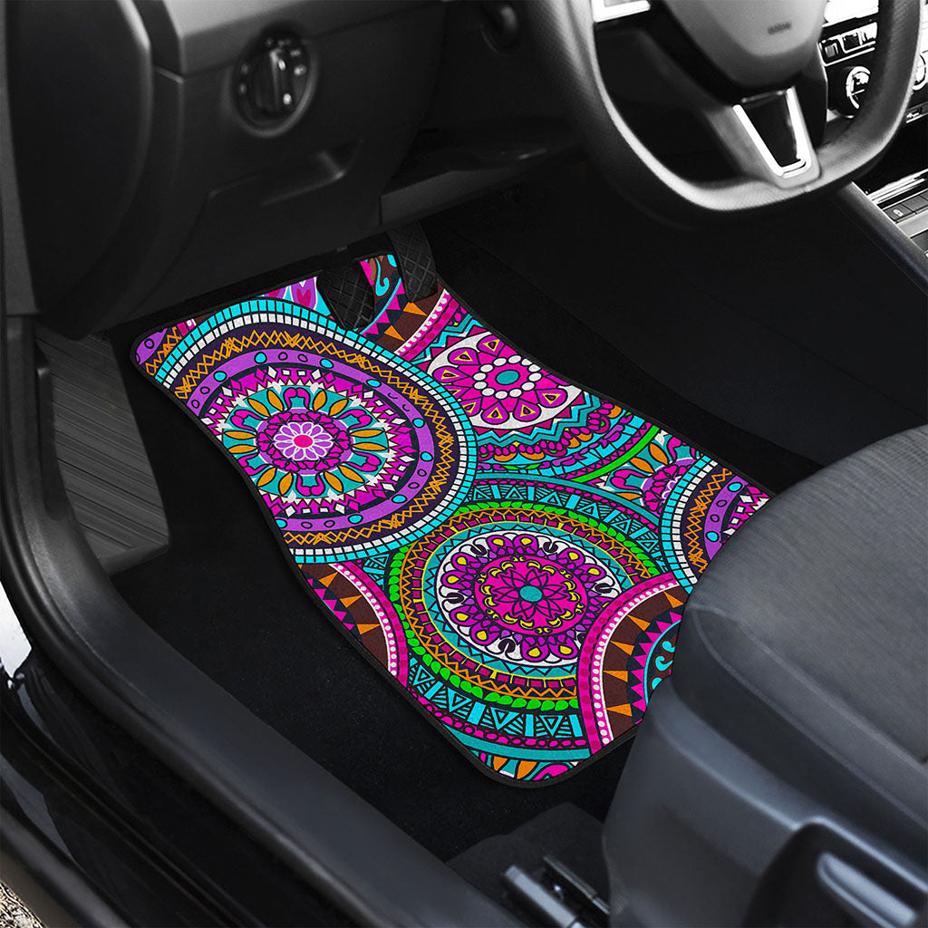 Purple Teal Circle Mandala Print Front Car Floor Mats