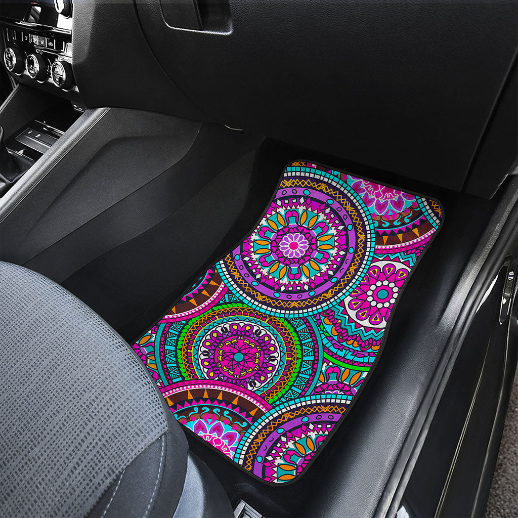 Purple Teal Circle Mandala Print Front Car Floor Mats