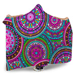 Purple Teal Circle Mandala Print Hooded Blanket
