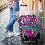 Purple Teal Circle Mandala Print Luggage Cover GearFrost