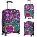 Purple Teal Circle Mandala Print Luggage Cover GearFrost