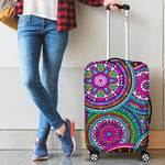 Purple Teal Circle Mandala Print Luggage Cover GearFrost