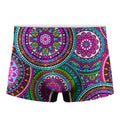 Purple Teal Circle Mandala Print Men's Boxer Briefs