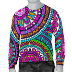 Purple Teal Circle Mandala Print Men's Crewneck Sweatshirt GearFrost