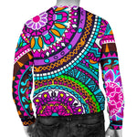 Purple Teal Circle Mandala Print Men's Crewneck Sweatshirt GearFrost
