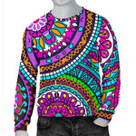 Purple Teal Circle Mandala Print Men's Crewneck Sweatshirt GearFrost