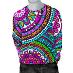 Purple Teal Circle Mandala Print Men's Crewneck Sweatshirt GearFrost