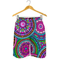 Purple Teal Circle Mandala Print Men's Shorts