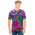 Purple Teal Circle Mandala Print Men's T-Shirt