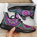 Purple Teal Circle Mandala Print Mesh Knit Shoes