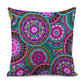 Purple Teal Circle Mandala Print Pillow Cover