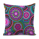 Purple Teal Circle Mandala Print Pillow Cover