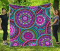 Purple Teal Circle Mandala Print Quilt