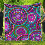 Purple Teal Circle Mandala Print Quilt