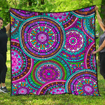 Purple Teal Circle Mandala Print Quilt
