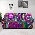 Purple Teal Circle Mandala Print Sofa Cover