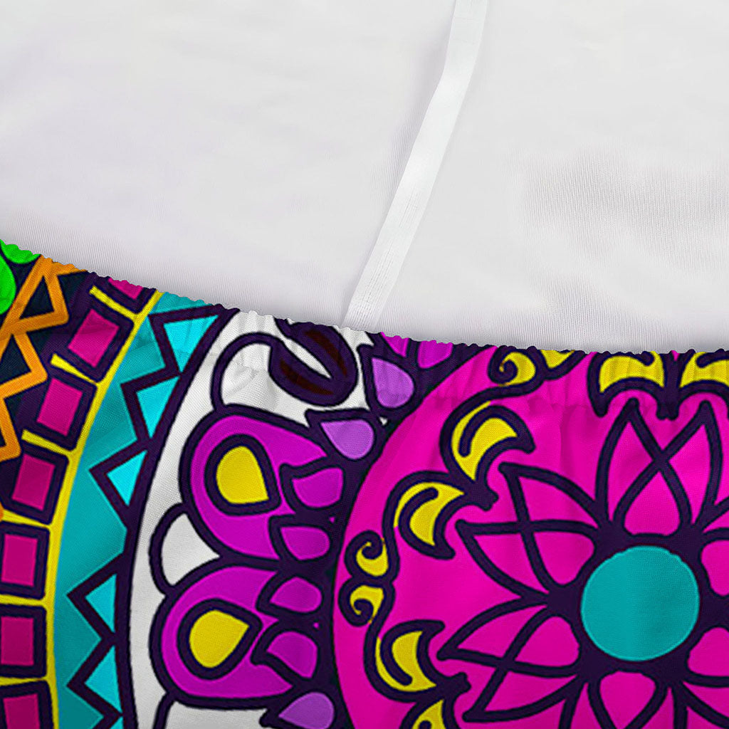 Purple Teal Circle Mandala Print Sofa Cover